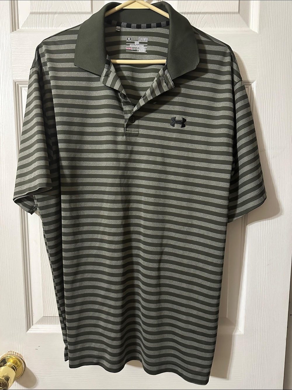 Under Armour Olive and Dark Gray Striped Polo Shirt